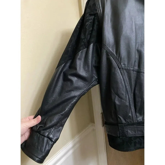 Winlit Women's Vintage Retro 80s 90s Black Leather Suede Jacket Designs Size P - Picture 12 of 16